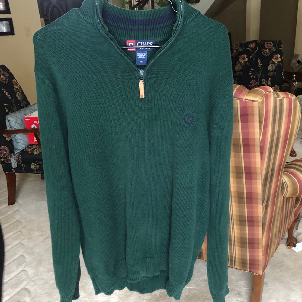 Chaps Green Sweater Quarter Zip
